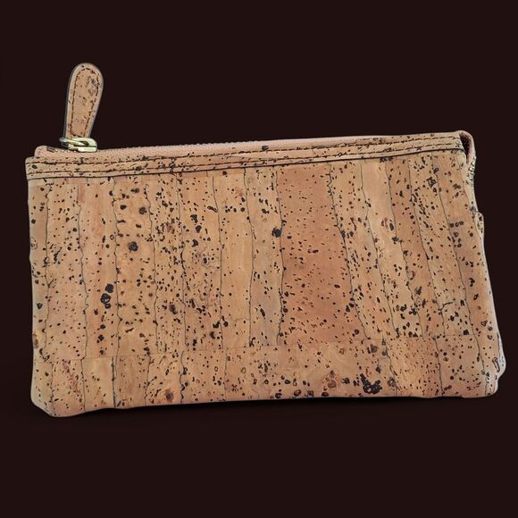 Queork Natural Cork Zip Wallet Clutch Bag Sustainable Antimicrobial NOLA - Picture 2 of 16